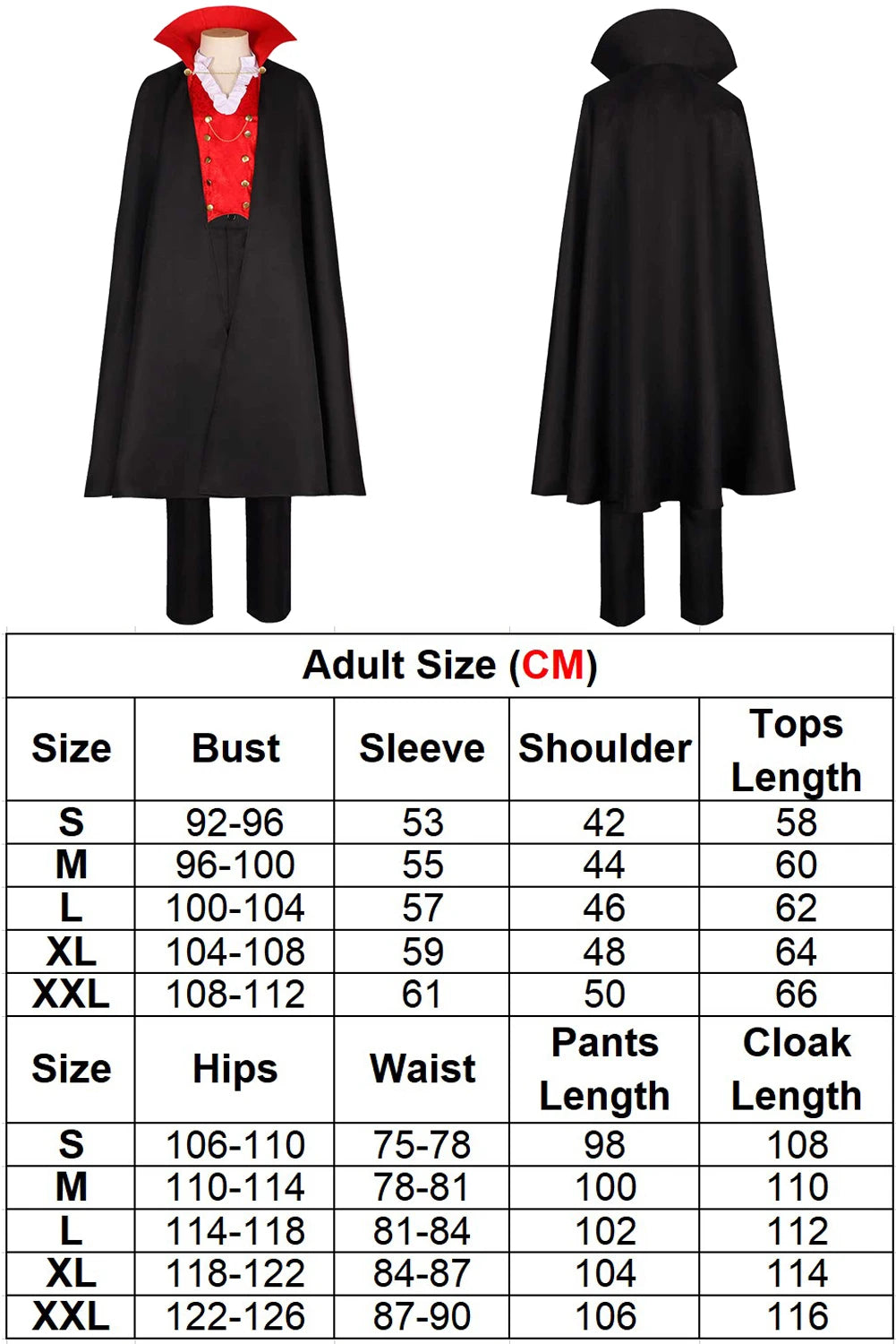 Vampire Cosplay Fantasia Stand Collar Shirt Black Cloak Horror Movie Costume Disguise Adult Men Fantasy Halloween Party Clothes