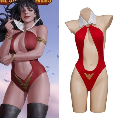 Vampirella Cosplay Costume  Red Sexy Bikini Jumpsuit Halloween Female Outfits