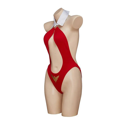 Vampirella Cosplay Costume Women Sexy Red Cutout Halter Neck Backless Bodysuit Halloween Party Bikini Jumpsuit Lingerie Uniform