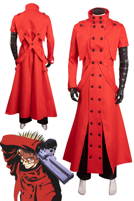 Vash The Stampede Cosplay Men Costume Anime Trigun Roleplay Halloween Carnival Party Cloth For Male Disguise Role Playing Red