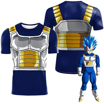 Vegeta Cosplay T-Shirt Men Costume Anime Super Hero Roleplay Fantasia Man Halloween Carnival Cloth Disguise Role Playing