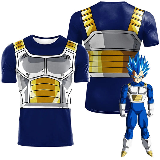 Vegeta Cosplay T-Shirt Men Costume Anime Super Hero Roleplay Fantasia Man Halloween Carnival Cloth Disguise Role Playing