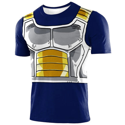 Vegeta Cosplay T-Shirt Men Costume Anime Super Hero Roleplay Fantasia Man Halloween Carnival Cloth Disguise Role Playing