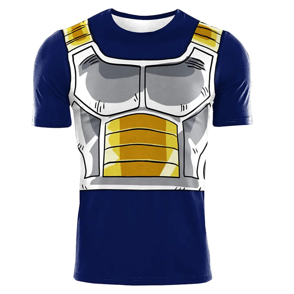 Vegeta Cosplay T-Shirt Men Costume Anime Super Hero Roleplay Fantasia Man Halloween Carnival Cloth Disguise Role Playing