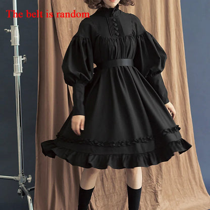 Victorian Medieval Retro Gothic Cosplay Costume Japanese Lolita Girl Long Sleeve Princess Dress Halloween Carnival Party Clothes