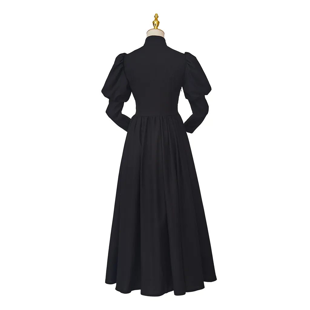 Victorian Mourning Dress Victorian Day Dress Black Bustle Dress Gothic Steampunk Ball Gown Dress