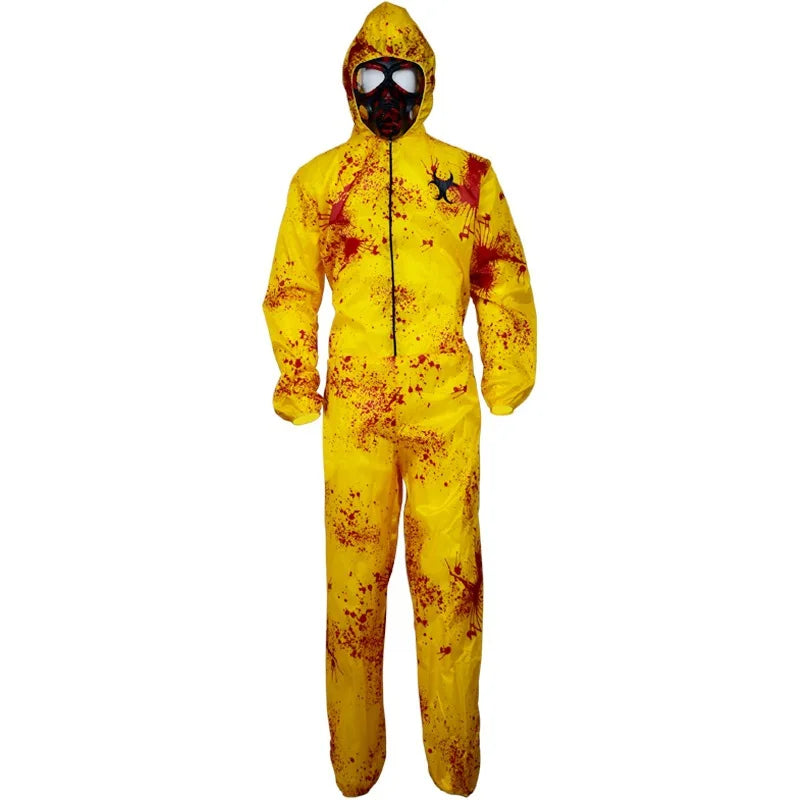 Walking Dead Zombie Horror Costume Kid Halloween Catsuit Hazmat Adult Scary Outfit Child Boys Bloody Hood Jumpsuit For Men Women