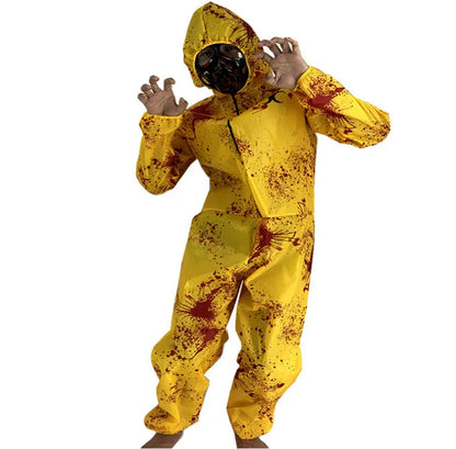 Walking Dead Zombie Horror Costume Kid Halloween Catsuit Hazmat Adult Scary Outfit Child Boys Bloody Hood Jumpsuit For Men Women