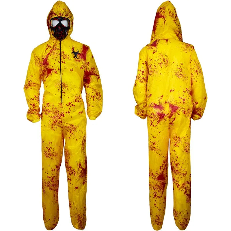 Walking Dead Zombie Horror Costume Kid Halloween Catsuit Hazmat Adult Scary Outfit Child Boys Bloody Hood Jumpsuit For Men Women