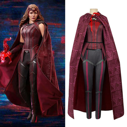 Wanda Vision Scarlet Witch Costume for Women Adult Cloak Bodysuit Pants Outfit Resin Mask Carnival Halloween