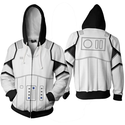 White Trooper Cosplay Jumpsuit Space Battle Costume for Men Roleplay Outfit