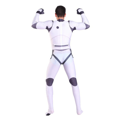 White Trooper Cosplay Jumpsuit Space Battle Costume for Men Roleplay Outfit