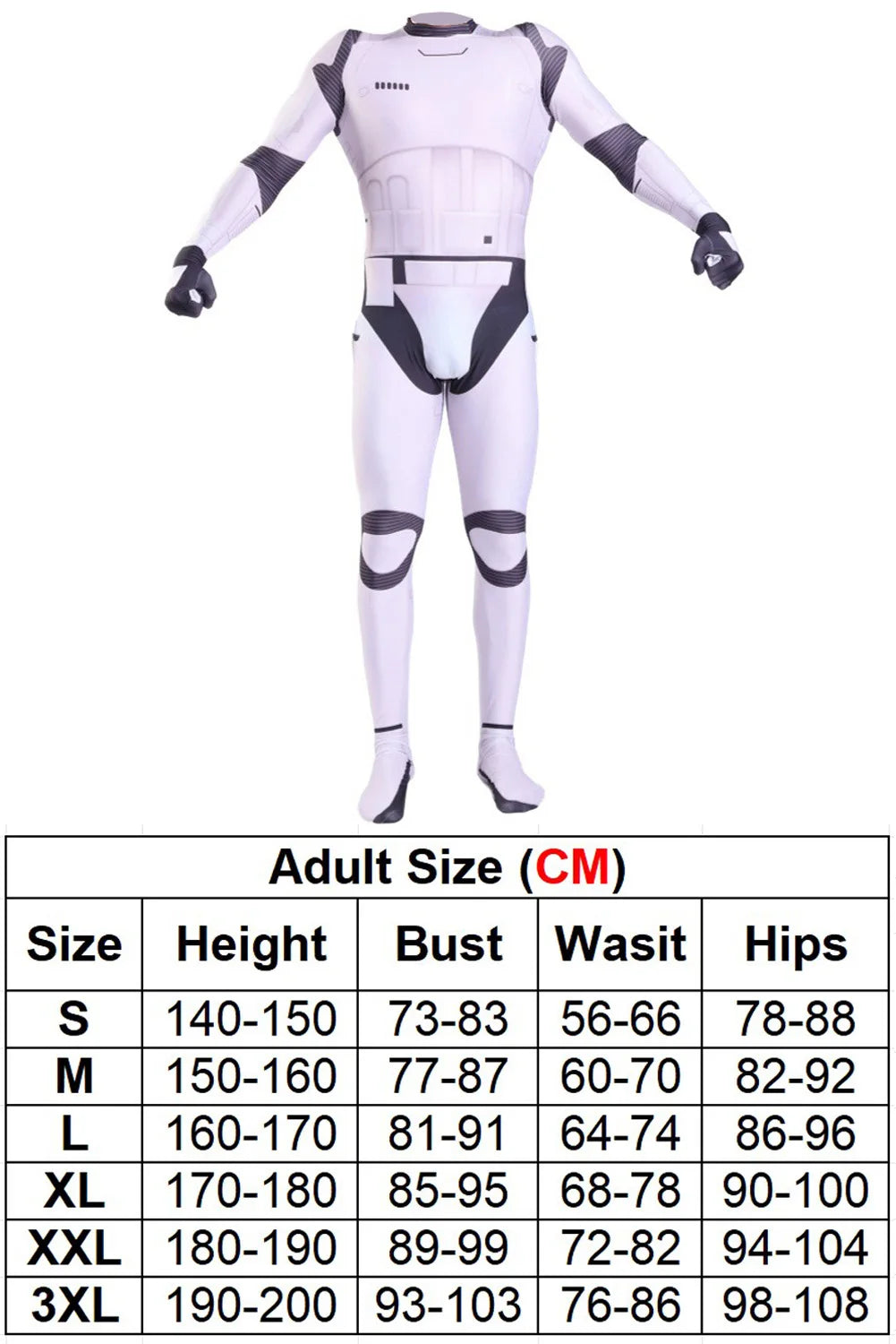 White Trooper Cosplay Jumpsuit Space Battle Costume for Men Roleplay Outfit