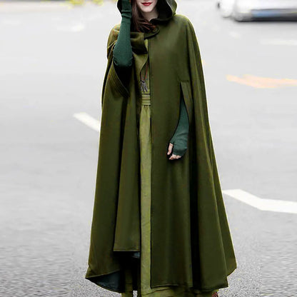 Winter Cloak Hooded Trench Coat Women Gothic Cape Women Trench Coat Open Front Cardigan Jacket Coat Cape Cloak Poncho Plus