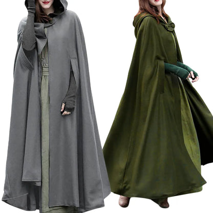 Winter Cloak Hooded Trench Coat Women Gothic Cape Women Trench Coat Open Front Cardigan Jacket Coat Cape Cloak Poncho Plus