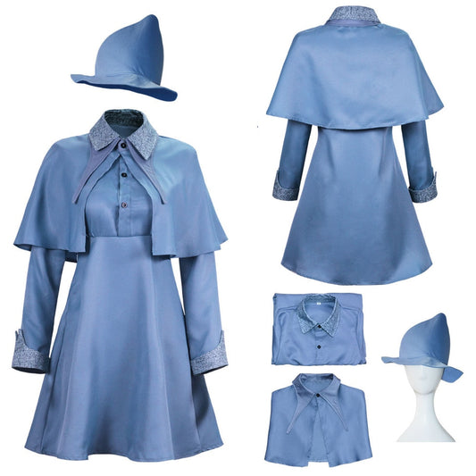 Wizard School Witch Fleur Isabelle Delacour Cosplay Costume Beauxbaton Magic Women School Uniform Hat Dress Suit Halloween