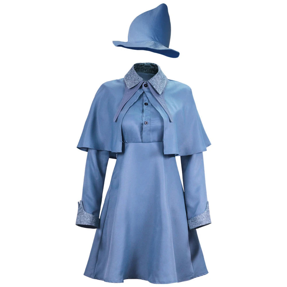 Wizard School Witch Fleur Isabelle Delacour Cosplay Costume Beauxbaton Magic Women School Uniform Hat Dress Suit Halloween