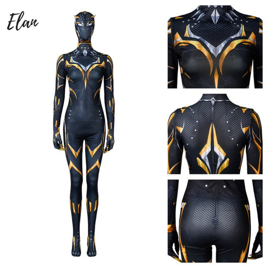 Woman Panther Zentai Suit Cosplay Disguise Black Shuri Cosplay Costume Jumpsuit Wakanda Forever 3D Printed Spandex Bodysuit