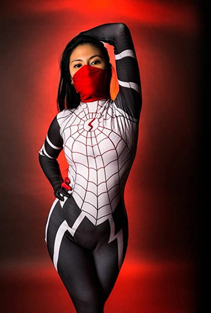 Women Cindy Moon Silk Spiderman Cosplay Costume Adults Kids Girls Women Superhero Zentai Halloween Bodysuit Party Jumpsuit