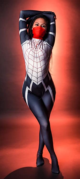 Women Cindy Moon Silk Spiderman Cosplay Costume Adults Kids Girls Women Superhero Zentai Halloween Bodysuit Party Jumpsuit