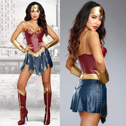 Women Halloween Party Movie Justice Wonder Fantasia Dress League Superhero Superwomen Costume S-3XL