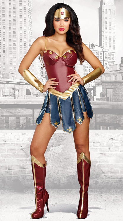 Women Halloween Party Movie Justice Wonder Fantasia Dress League Superhero Superwomen Costume S-3XL