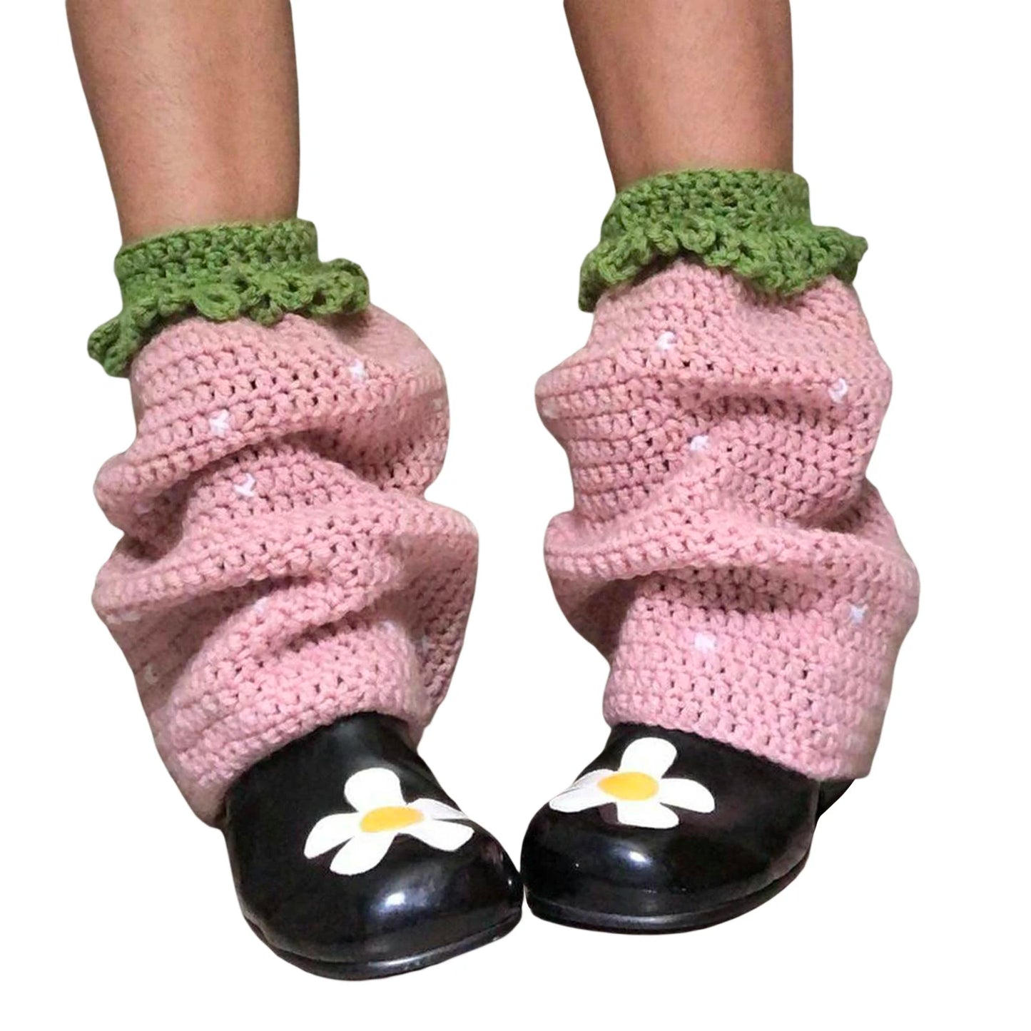 Women Knit Leg Warmers Contrast Color Cute Knee High Socks Aesthetic Boot Cuffs Cover Winter Knitted Socks Kawaii Ankle Warmers