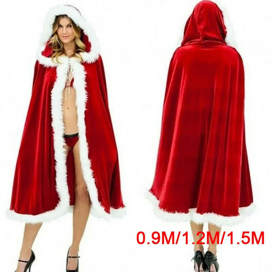 Women Lady Santa Claus Christmas Xmas Halloween Cosplay Costume Party Cloak Winter Christmas Red Cape