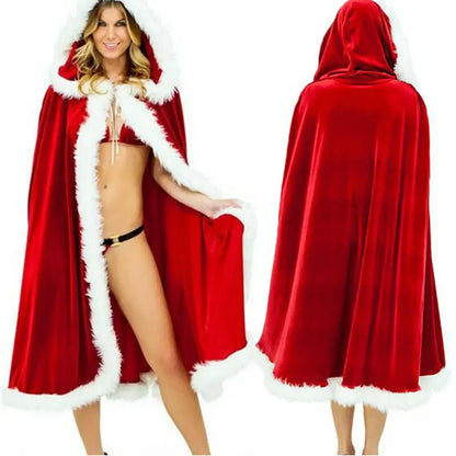 Women Lady Santa Claus Christmas Xmas Halloween Cosplay Costume Party Cloak Winter Christmas Red Cape