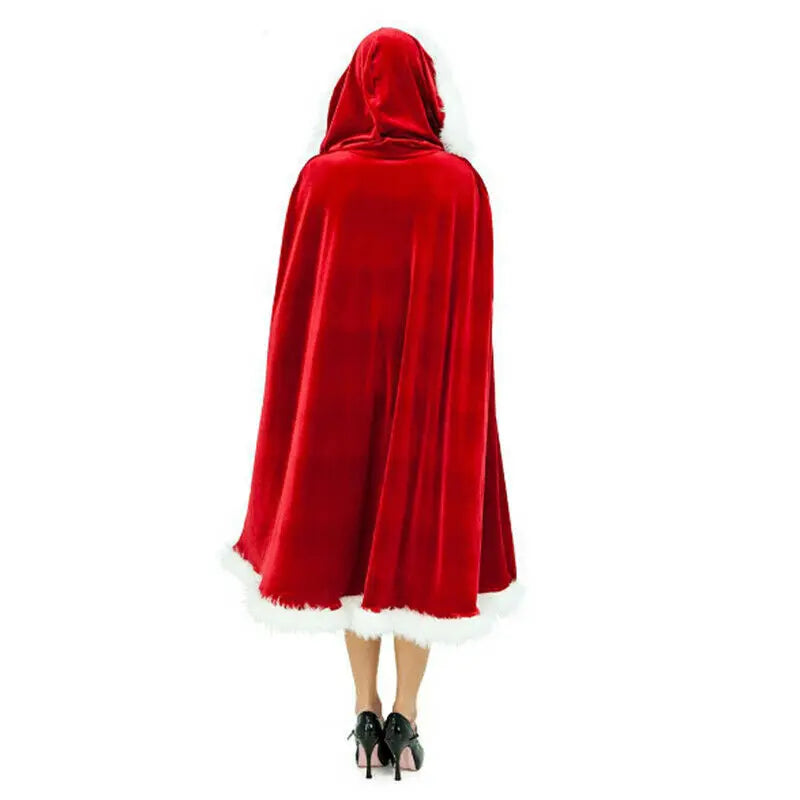 Women Lady Santa Claus Christmas Xmas Halloween Cosplay Costume Party Cloak Winter Christmas Red Cape