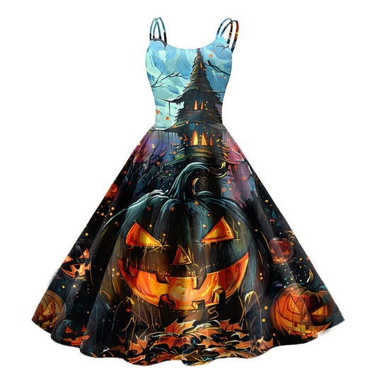 Women'S Fashion Halloween Printed Sexy Strapless Gothic Cocktail Dress Punk Vintage Dress Vestidos Para Mujer Dresses For Women