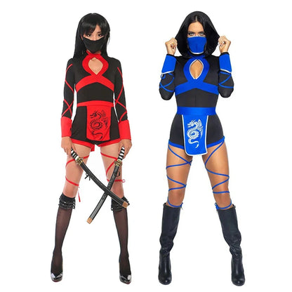 Women Sexy Dragon Ninja Cosplay Costume Warrior Bodysuit Halloween Disguise Costume Japanese Ninja Samurai Kendo Superhero Dress