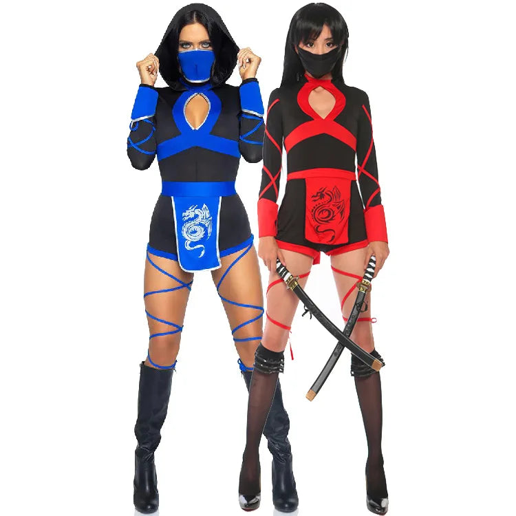 Women Sexy Ninja Costume Anime Dragon Samurai Ninja Cosplay One-piece Garment Jumpsuit Uniform Sexy Suit Christmas Female Adult