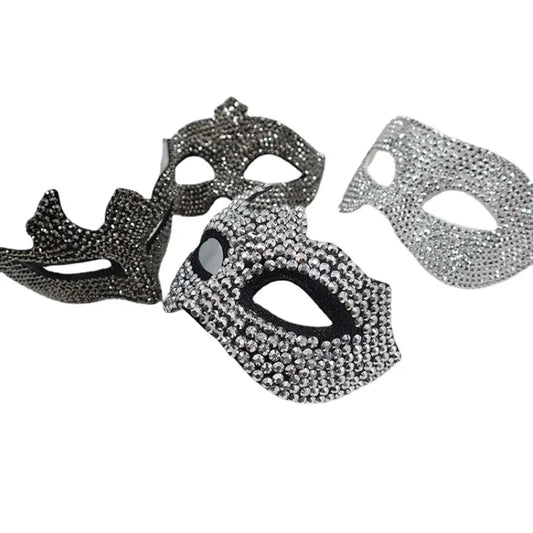 Women Shiny Masquerade Mask Bling Rhinestone Plastic Crystal Face Cover Party Dancer Props Mens Punk Mask Carnival Accessories