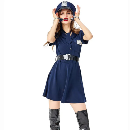 Women Tiny Cop Police Officer Playtime Cosplay Uniform Adults Theme Party Profession Suit Halloween Role Play Dress Up Costume