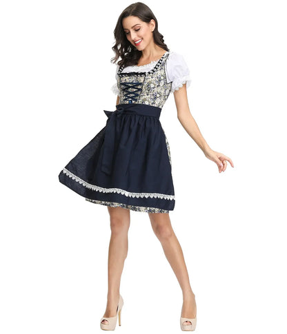 Women Traditional Bavarian German Dirndl Oktoberfest Dresses Beer Wench Set Halloween Dress With Blouse Apron Party Dress