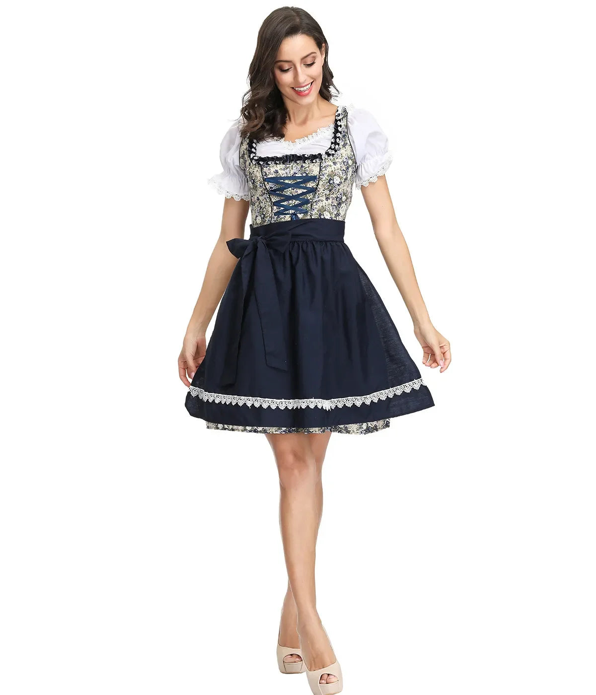 Women Traditional Bavarian German Dirndl Oktoberfest Dresses Beer Wench Set Halloween Dress With Blouse Apron Party Dress