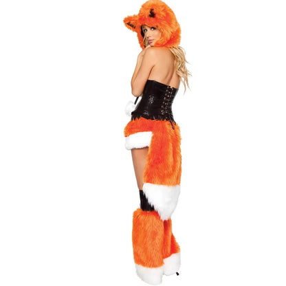 Women's Fluffy Fox Costume with Big Tail Halloween Party Animal Cosplay Fancy Dress