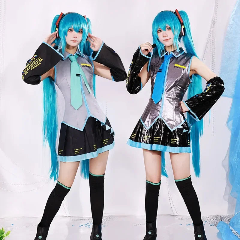 Women's Two-dimensional Girl JK Suit Complete Set Miku Cos Suit Miku Formula Suit Patent Leather Cosplay