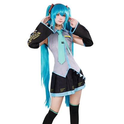 Women's Two-dimensional Girl JK Suit Complete Set Miku Cos Suit Miku Formula Suit Patent Leather Cosplay