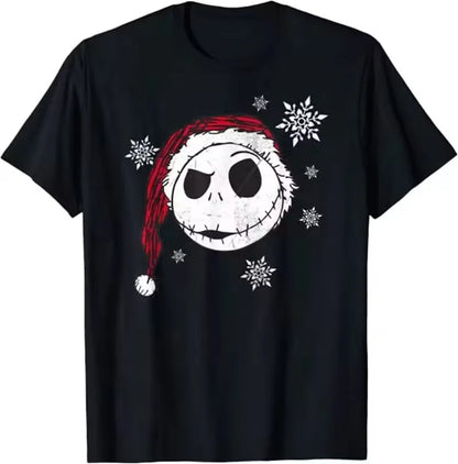 Santa Skull Skeleton Hipster Christmas Men T-Shirt,Halloween Party Cotton Short Sleeve Fall Season Tees