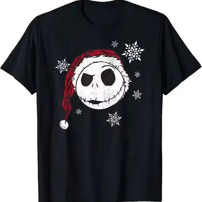 Santa Skull Skeleton Hipster Christmas Men T-Shirt,Halloween Party Cotton Short Sleeve Fall Season Tees