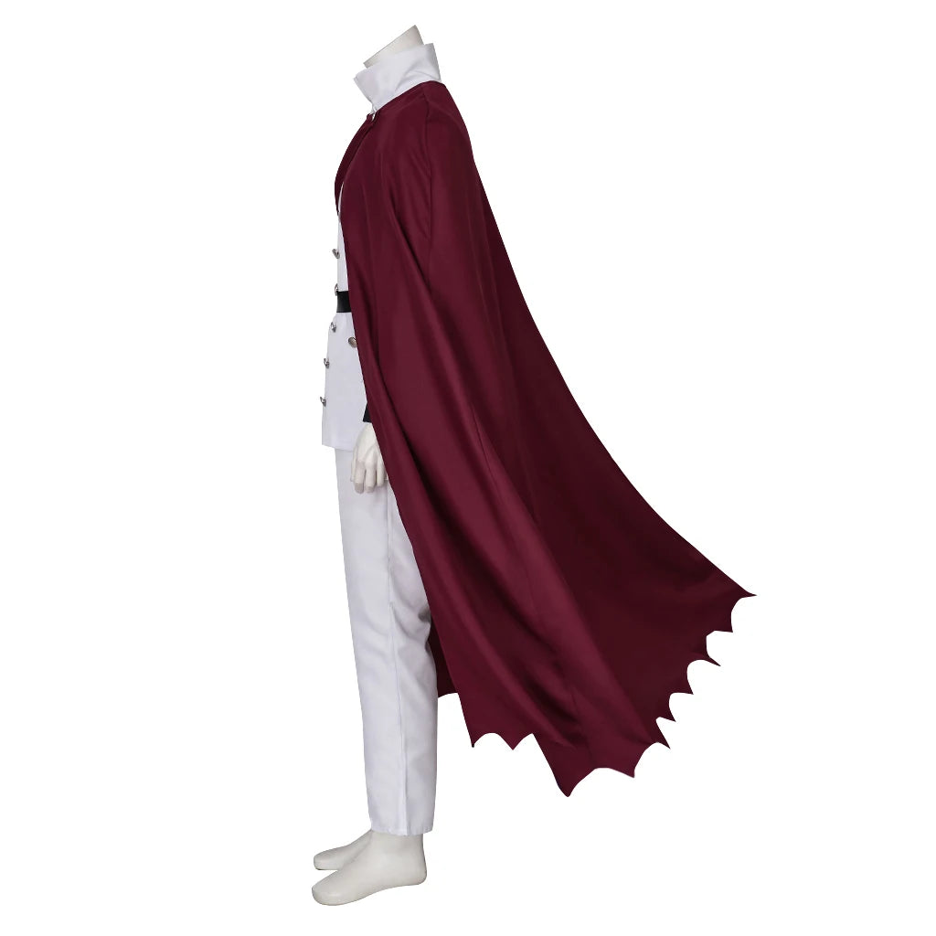 Yhwach Cosplay Costumes White Military Uniform Suit with Red Cloak for Men's Halloween