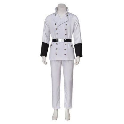 Yhwach Cosplay Costumes White Military Uniform Suit with Red Cloak for Men's Halloween