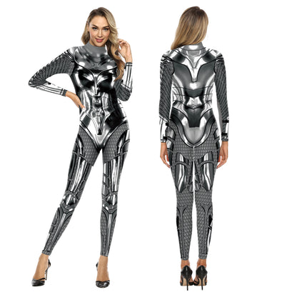 Zawaland 3D Printed Sexy Spandex Bodysuits Women Catsuit Long Sleeve Party Tight Jumpsuits Whole Cosplay Costumes Zentai Suit