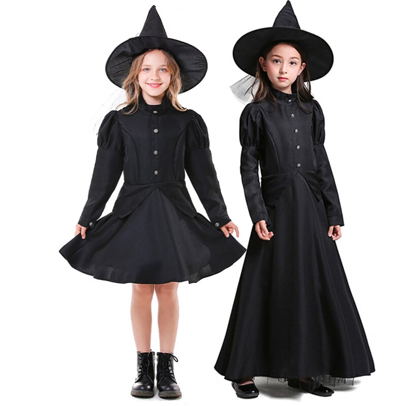 Girl Classic Witch Costume Medieval Gothic Sorceress Cosplay Party Dress Carnival Halloween