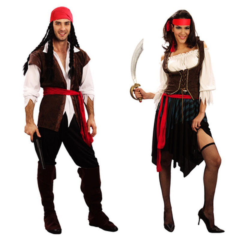 Halloween Carnival Party Captain Pirate Costumes Adult Dress Cosplay for Women Men Couples