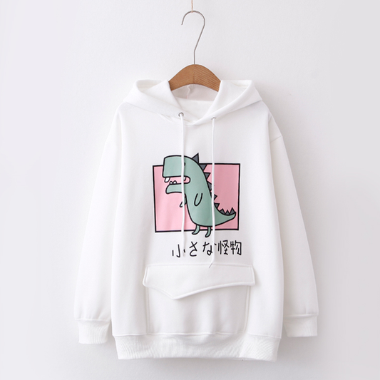 Kawaii Dinosaur Front Pocket Hoodie