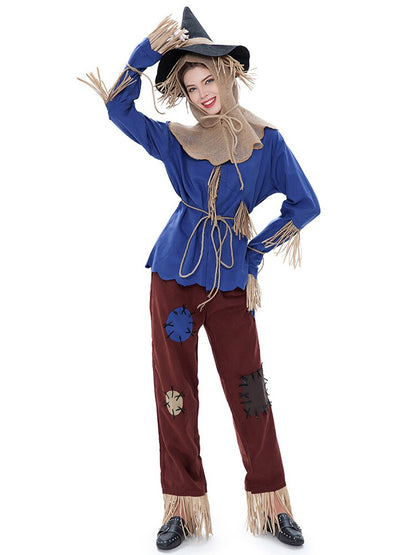 Adult Unisex Scarecrow Cosplay Costume for Women Men Fantasia Halloween Purim Carnival Mardi Gras Costumes Plus Size