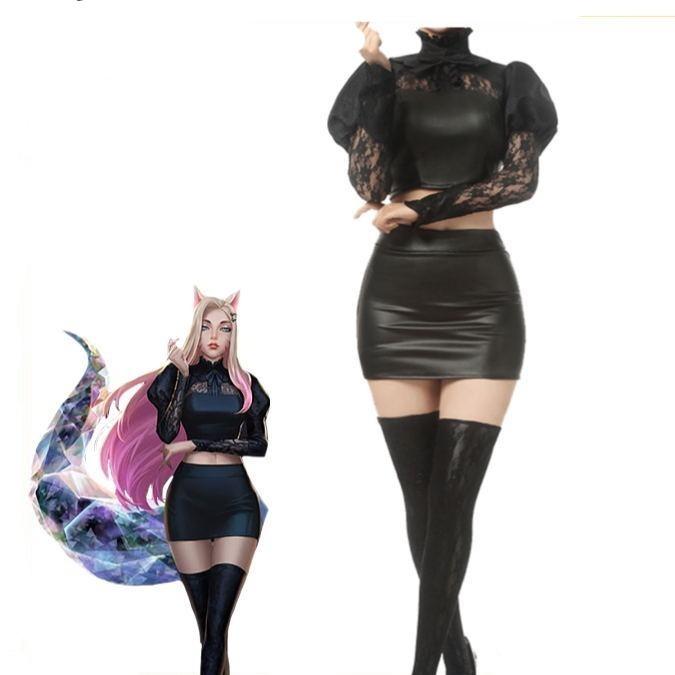 KDA Baddest Ahri Cosplay Costume LOL KDA Cosplay Baddest Ahri Cosplay Outfit Game Sexy Costume for Women Halloween